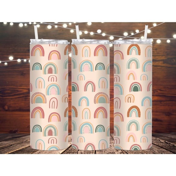 Handmade Other - boho rainbow metal insulated stainless steel tumbler, water bottle, sustainable